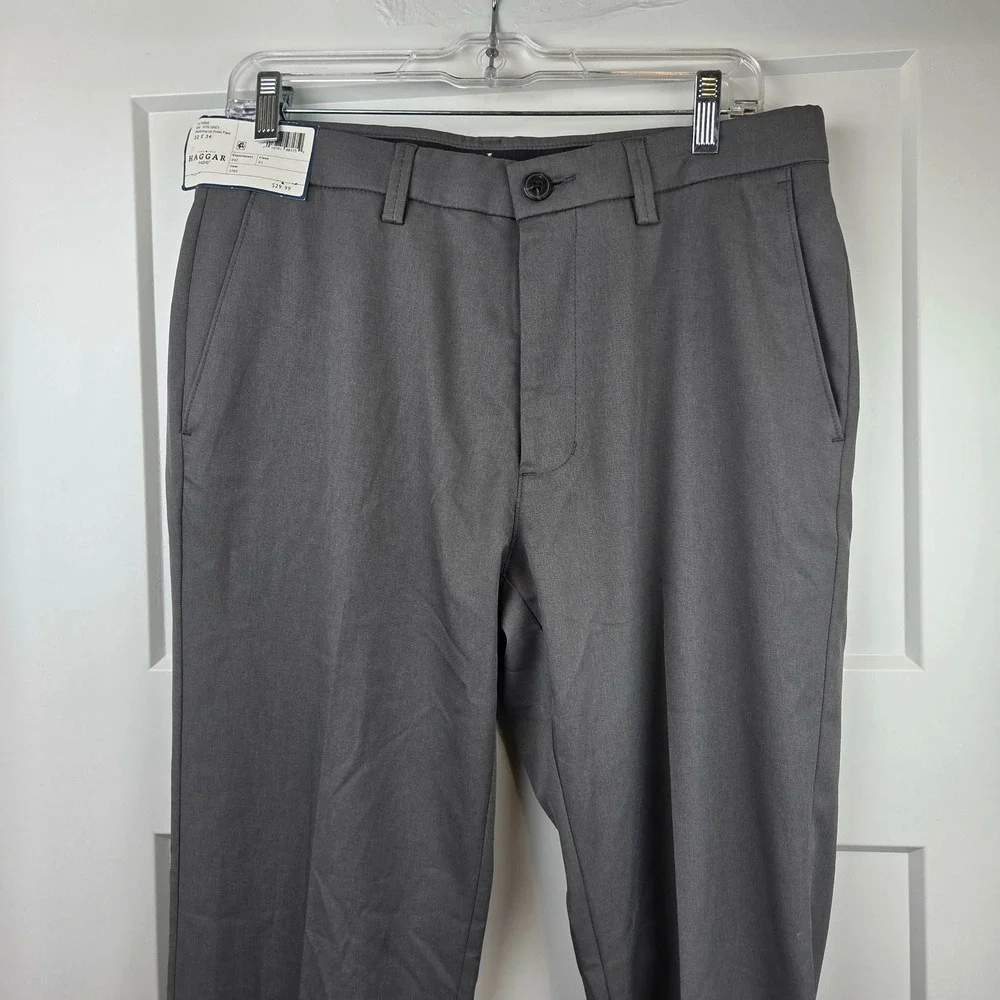 NWT Haggar H26 Men's Performance Dress‎ Pants Slim Fit Heather Gray 32 x 34
